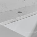 43X22 Inch Bathroom Stone Vanity Top Engineered Stone Carrara White Marble Color With Rectangle Undermount Ceramic Sink And Single Faucet Hole With Back Splash . Grey Stone