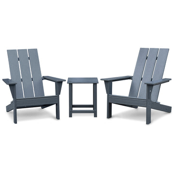 Outdoor Adirondack Chair Set Of 2 And Table Set,Hdpe All Weather Fire Pit Chair, Ergonomic Design Patio Lawn Chair For Outside Deck Garden Backyard Balcony, Grey Dark Grey Uv Resistant Frame Garden & Outdoor Beach,Modern Complete Patio Sets Hdpe