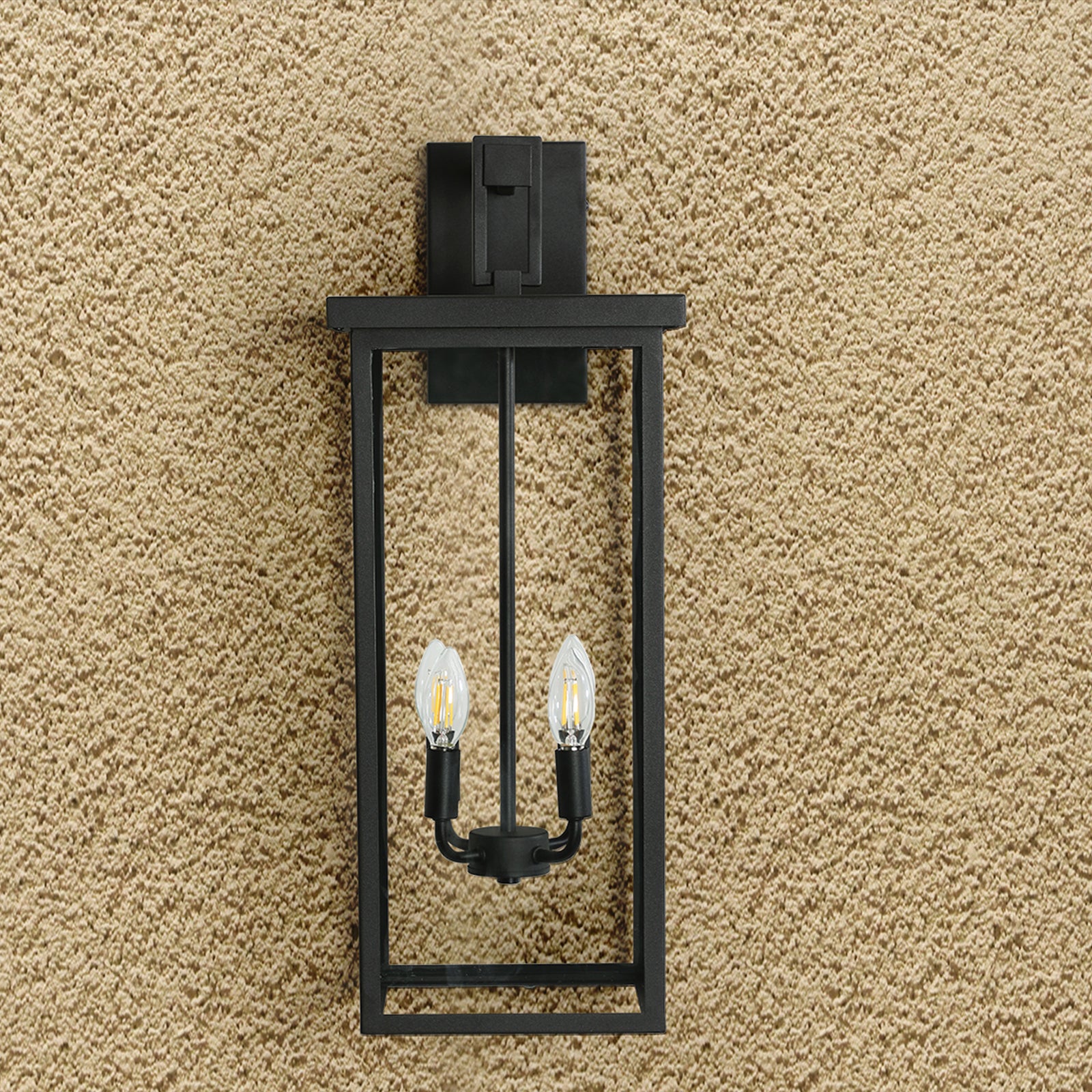 4 Light Black Outdoor Wall Light Black Modern Glass Iron