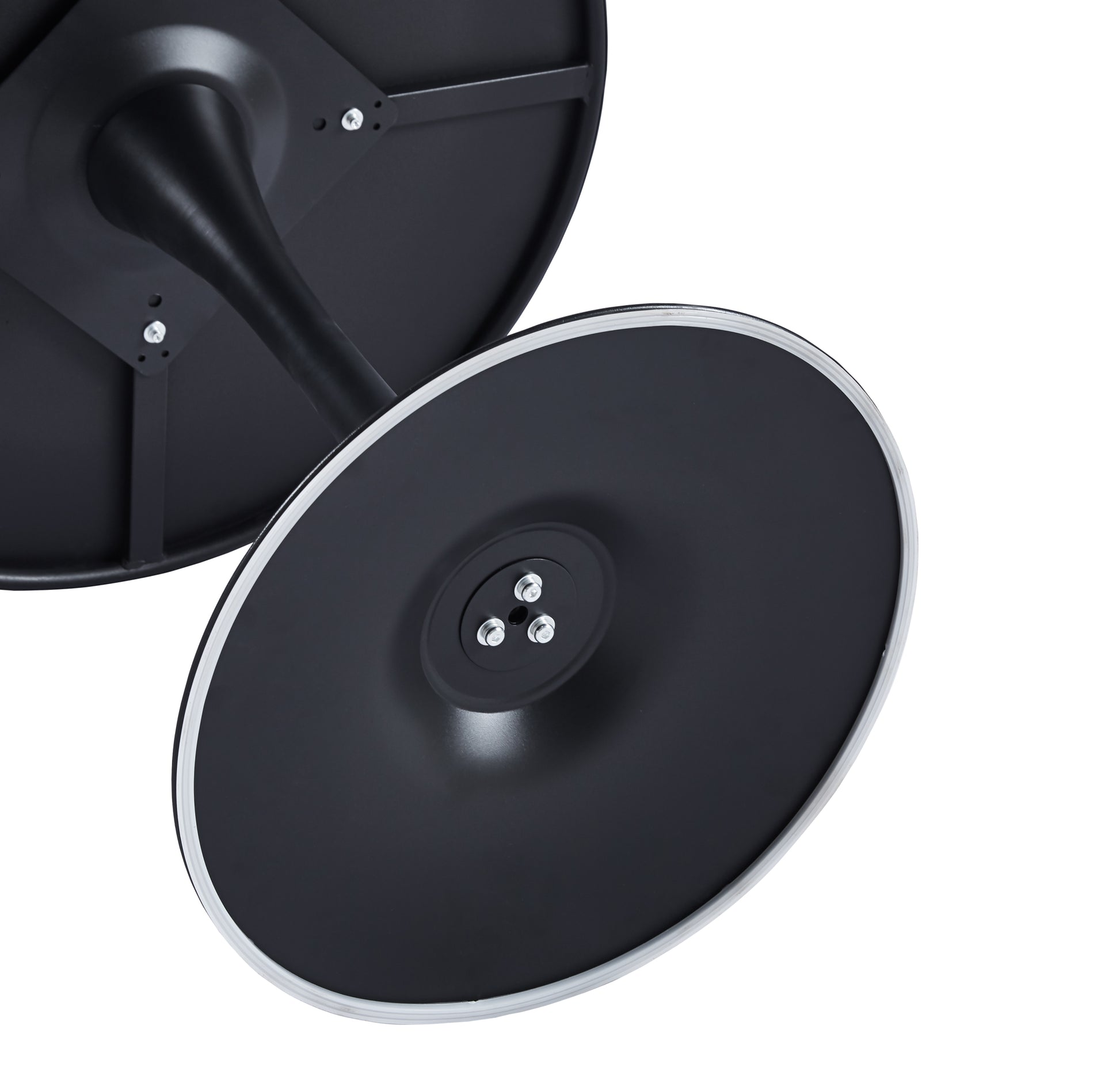 Modern Black Round Dining Table, 31.5'' Diameter Solid Metal Base Coffee Table Black Metal