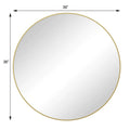 Wall Mirror 36 Inch Gold Circular Mirror Metal Framed Mirror Round Vanity Mirror Dressing Mirror, For Bathroom, Living Room, Bedroom Wall Decor Gold Glass