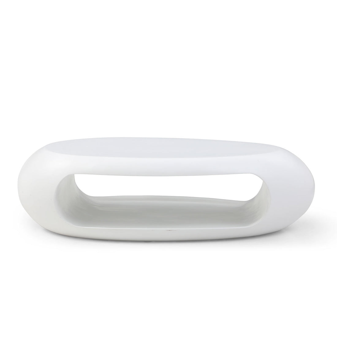 53.93" Oval Coffee Table, Sturdy Fiberglass Table For Living Room, White, No Need Assembly White Fiberglass