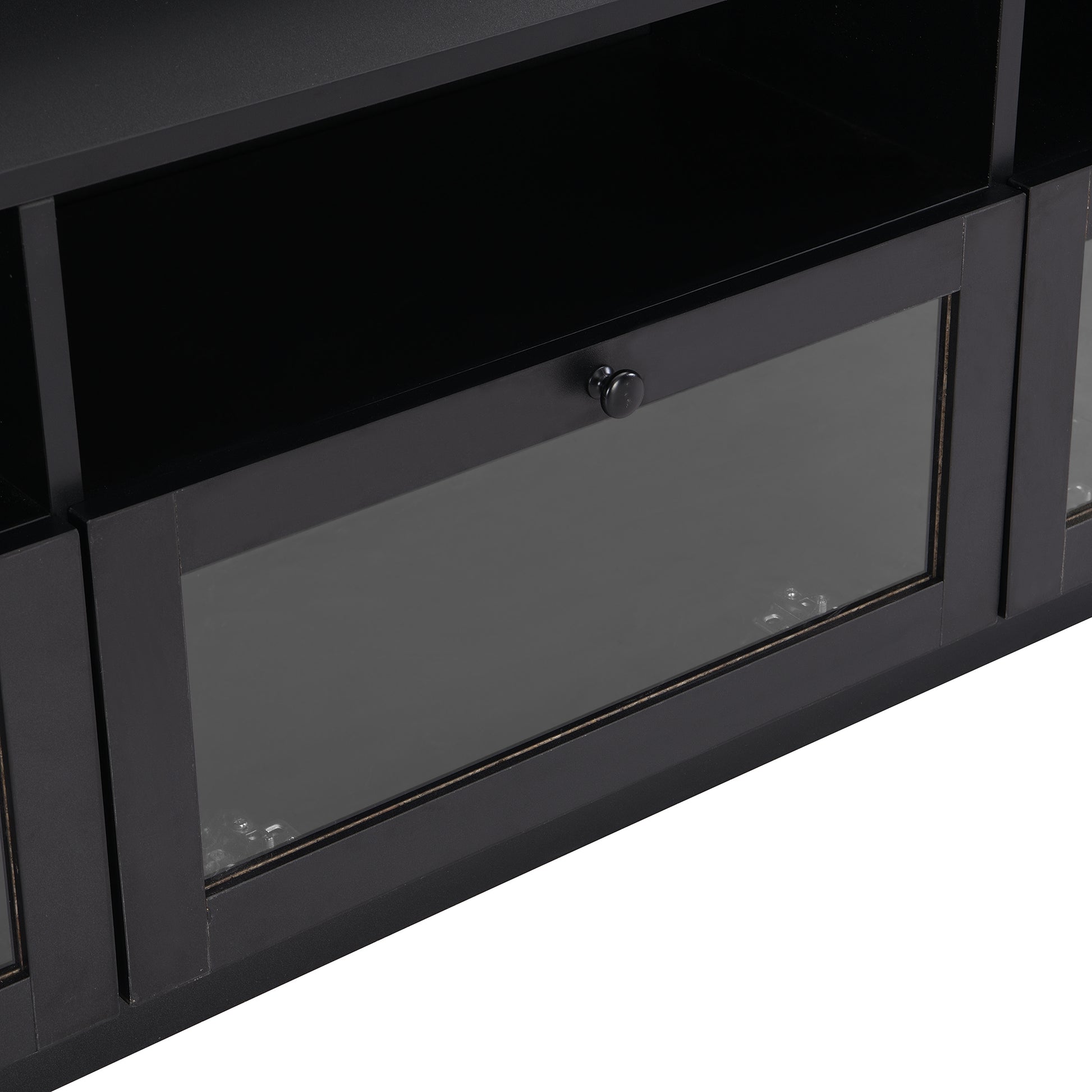 Sleek & Modern Design Tv Stand With Acrylic Board Door, Chic Elegant Media Console For Tvs Up To 65", Large Storage Space Tv Cabinet With Black Handles, Black Black Primary Living Space 60 69 Inches 60 69 Inches 65 Inches Particle Board