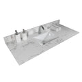 43X22 Inch Bathroom Stone Vanity Top Engineered Stone Carrara White Marble Color With Rectangle Undermount Ceramic Sink And Single Faucet Hole With Back Splash . Grey Stone