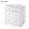 Video 30 Inch Modern White Bathroom Vanity Cabinet With Two Drawers White Mdf