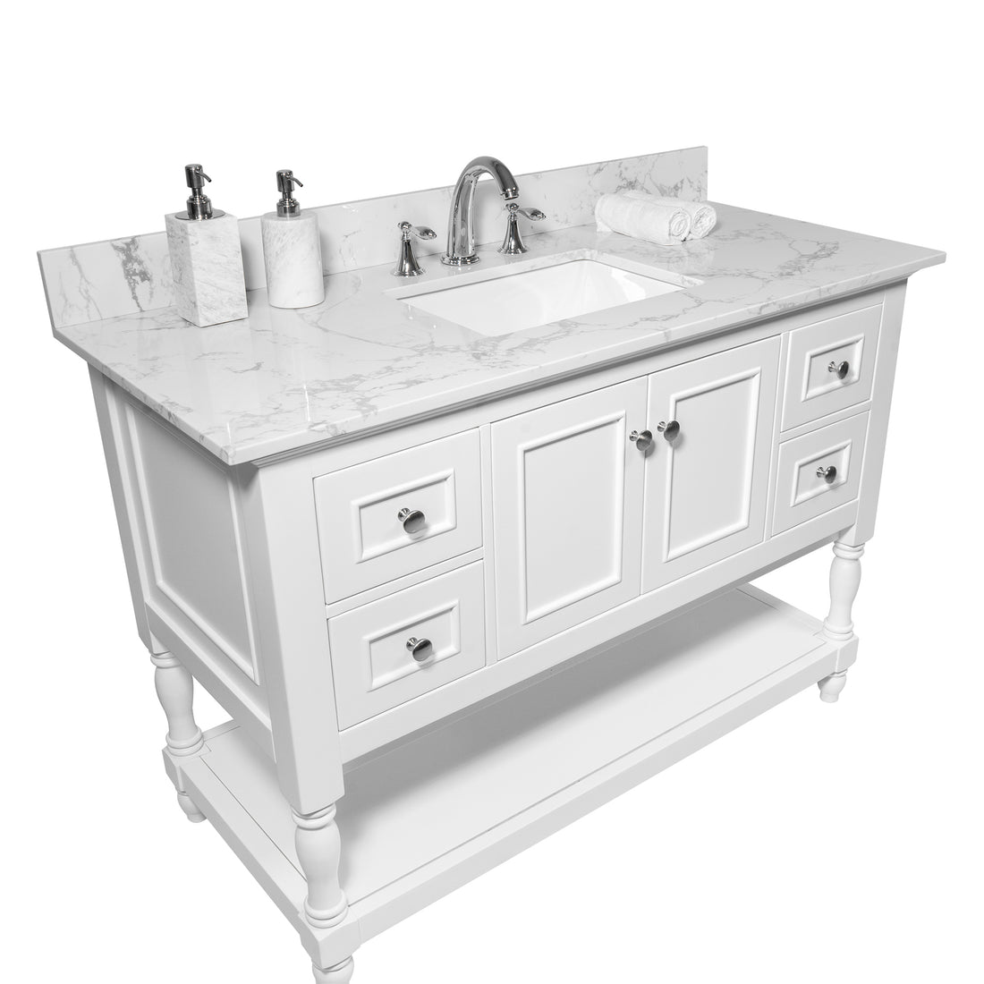 43X22 Bathroom Stone Vanity Top Engineered Stone Carrara White Marble Color With Rectangle Undermount Ceramic Sink And 3 Faucet Hole With Back Splash . Gray Stone