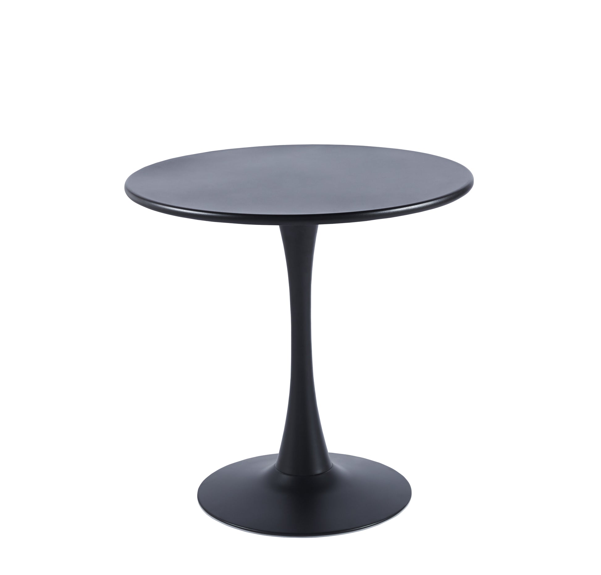 Modern Black Round Dining Table, 31.5'' Diameter Solid Metal Base Coffee Table Black Metal