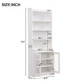 Elegant Tall Cabinet With Acrylic Board Door, Versatile Sideboard With Graceful Curves, Contemporary Bookshelf With Adjustable Shelves For Living Room, White Freestanding 5 Or More Shelves White Primary Living Space Open Storage Space Particle Board