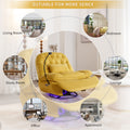 270 Degree Swivel Power Recliner With Voice Control, Bluetooth Music Player,Usb Ports, Atmosphere Lamp, Hidden Arm Storage And Mobile Phone Holder For Living Room, Bedroom, Apartment, Yellow Yellow Foam Linen