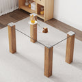 Modern Minimalist Rectangular Dining Table. Glass Desktop And Wooden Mdf Table Legs. Suitable For Restaurants And Living Rooms51