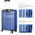 3 Piece Luggage With Tsa Lock Abs, Durable Luggage Set, Lightweight Suitcase With Hooks, Spinner Wheels Cross Stripe Luggage Sets 20In 24In 28In Blue Abs