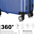 3 Piece Luggage With Tsa Lock Abs, Durable Luggage Set, Lightweight Suitcase With Hooks, Spinner Wheels Cross Stripe Luggage Sets 20In 24In 28In Blue Abs