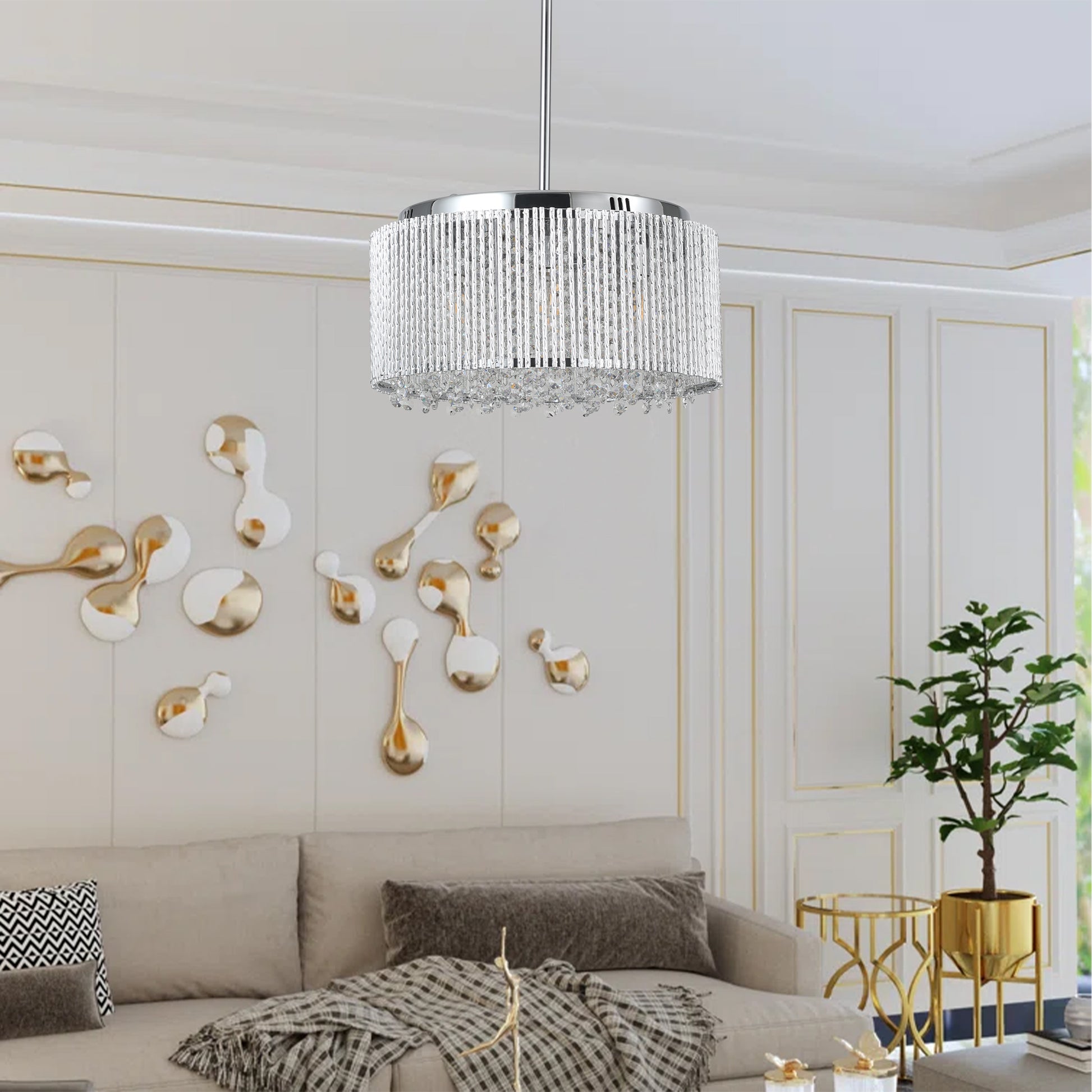Modern Crystal Chandelier For Living Room Round Cristal Lamp Luxury Home Decor Light Fixture Transparent Modern Crystal