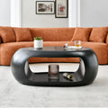 39.37'' Oval Coffee Table, Sturdy Fiberglass Table For Living Room, No Need Assembly Black Matt Black Fiberglass