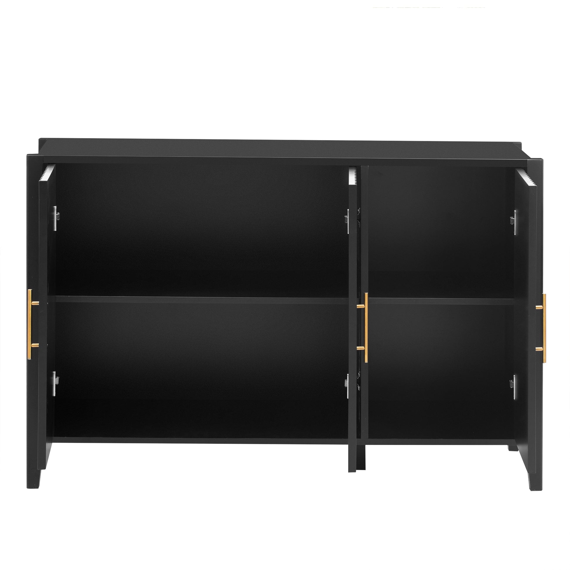 Featured Three Door Storage Cabinet With Metal Handles, Suitable For Corridors, Entrances, Living Rooms, And Study Rooms 1 2 Shelves Black Primary Living Space Shelves Included American Design Mdf