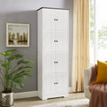 Tall Storage Cabinet With 8 Doors And 4 Shelves, Wall Storage Cabinet For Living Room, Kitchen, Office, Bedroom, Bathroom, White White Mdf