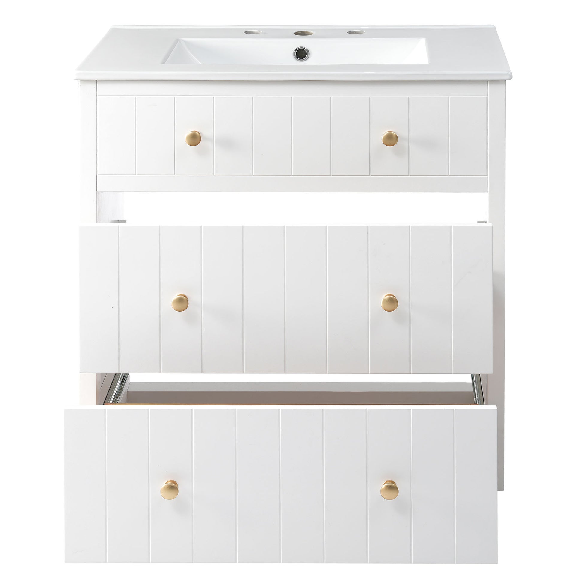 Video 30 Inch Modern White Bathroom Vanity Cabinet With Two Drawers White Mdf