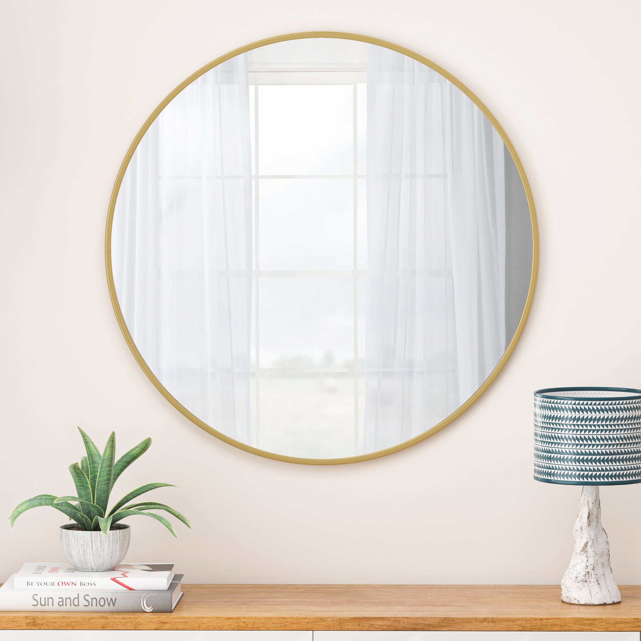 Wall Mirror 36 Inch Gold Circular Mirror Metal