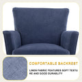 Armchair Modern Accent Sofa Chair With Linen Surface,Leisure Chair With Solid Wood Feet For Living Room Bedroom Studio,Blue Blue Upholstered Linen