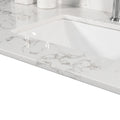 43X22 Inch Bathroom Stone Vanity Top Engineered Stone Carrara White Marble Color With Rectangle Undermount Ceramic Sink And Single Faucet Hole With Back Splash . Grey Stone