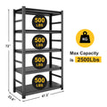 Storage Shelves 5 Tier Heavy Duty Metal Shelving Unit Adjustable Shelving Units And Storage Rack Kitchen Garage Shelf H72 * W47.2 * D23.6 5 Dark Gray Standard Vertical Kitchen Open Back Metal