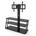 Black Multi Function Angle And Height Adjustable Tempered Glass Tv Stand Black 70 79 Inches Glass