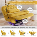 270 Degree Swivel Power Recliner With Voice Control, Bluetooth Music Player,Usb Ports, Atmosphere Lamp, Hidden Arm Storage And Mobile Phone Holder For Living Room, Bedroom, Apartment, Yellow Yellow Foam Linen