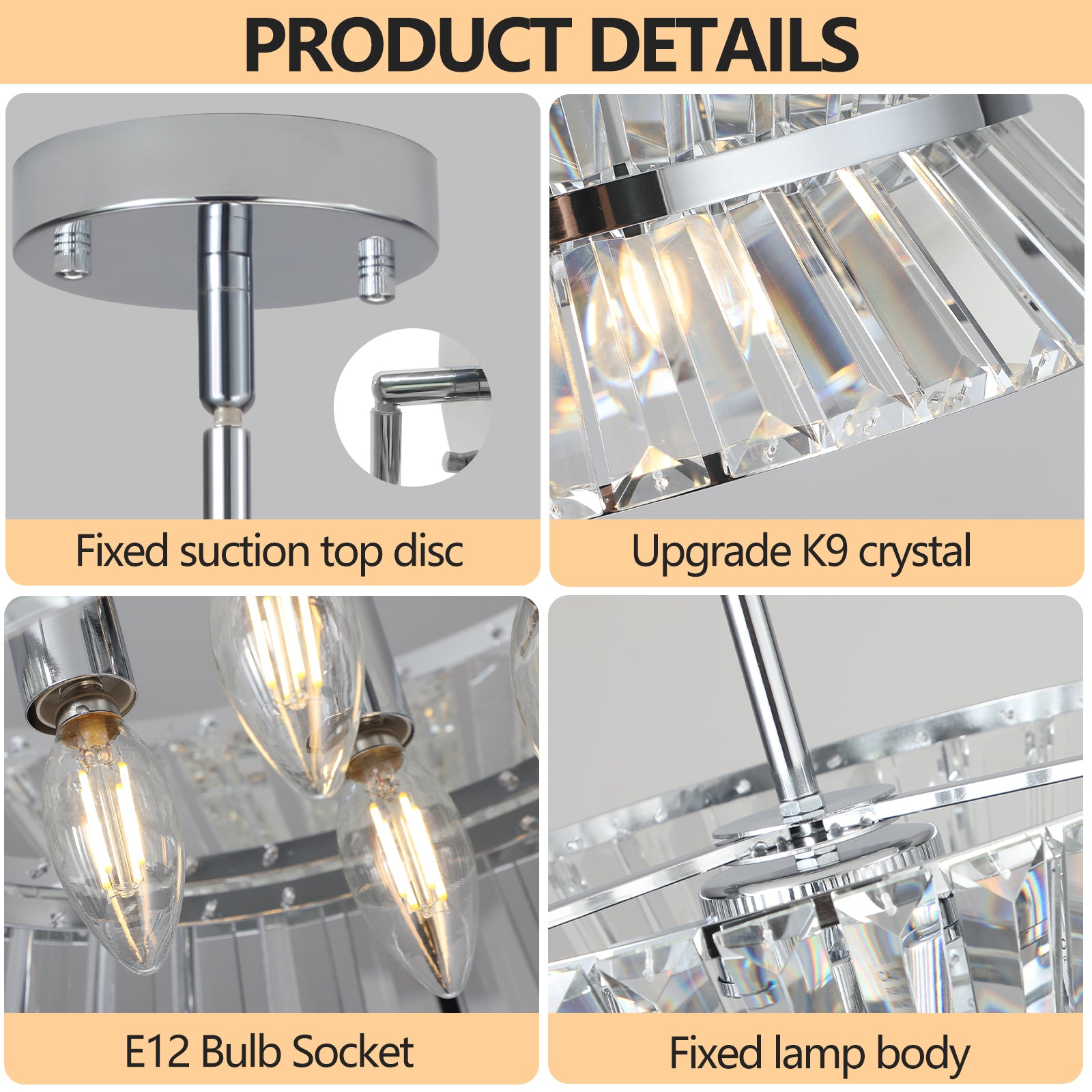 Modern Crystal Chandelier For Living Room Round Cristal Lamp Luxury Home Decor Light Fixture Transparent Modern Crystal