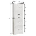 Tall Storage Cabinet With 8 Doors And 4 Shelves, Wall Storage Cabinet For Living Room, Kitchen, Office, Bedroom, Bathroom, White White Mdf