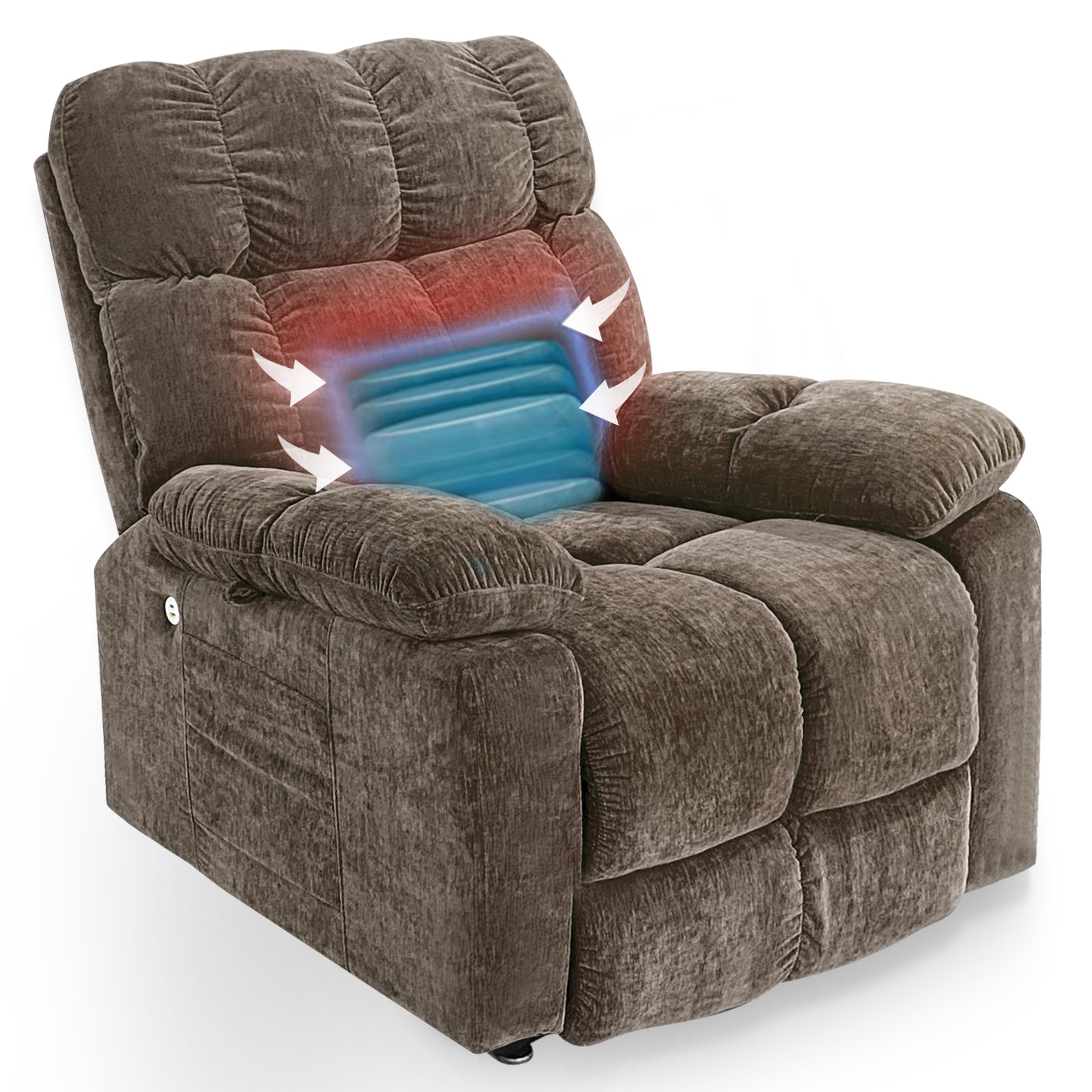 Liyasi Electric Power Lift Recliner Chair with 2 brown-foam-fabric