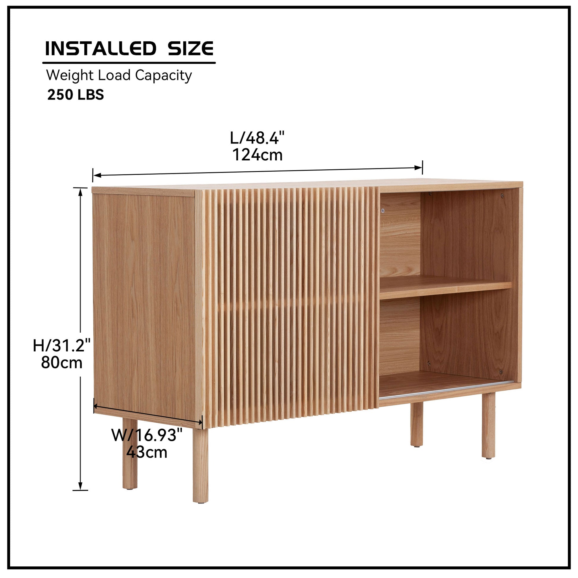 Modern Sideboard With 4 Cabinet, Storage Cabinet, Tv Standanti Topple Design, And Large Countertop Walnut Wood Stainless Steel