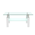 White Coffee Table, Clear Coffee Table, Modern Side Center Tables For Living Room, Living Room Furniture White Glass