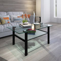 Transparent Glass Black Coffee Table, Modern Simple, Living Room Coffee Table, Side Center Table Black Glass