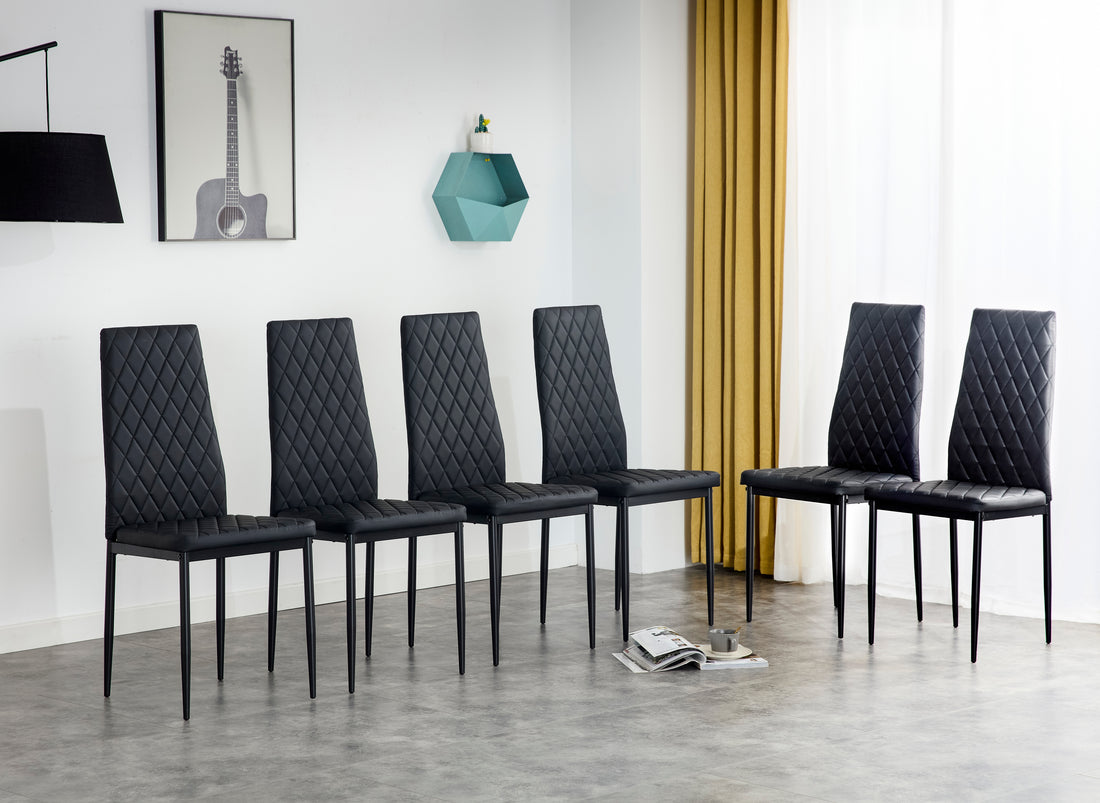 Dining Chair Set For 6 Black Pu