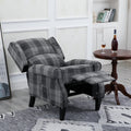 Vintage Armchair Sofa Comfortable Upholstered Leisure Chair Recliner Chair For Living Room Grey Check Golden Fabric