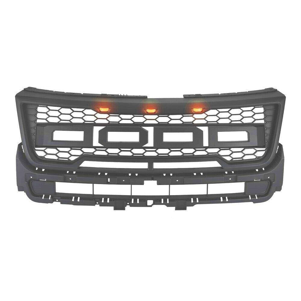 Raptor Front Grill For 2016 2017 2018 Ford Explorer W Led Lights& Letters Matte Black Matt Black Abs Abs