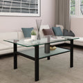 Transparent Glass Black Coffee Table, Modern Simple, Living Room Coffee Table, Side Center Table Black Glass