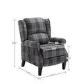 Vintage Armchair Sofa Comfortable Upholstered Leisure Chair Recliner Chair For Living Room Grey Check Golden Fabric