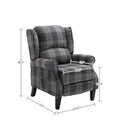 Vintage Armchair Sofa Comfortable Upholstered Leisure Chair Recliner Chair For Living Room Grey Check Grey Fabric 1 Seat