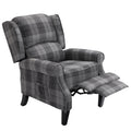 Vintage Armchair Sofa Comfortable Upholstered Leisure Chair Recliner Chair For Living Room Grey Check Grey Fabric 1 Seat
