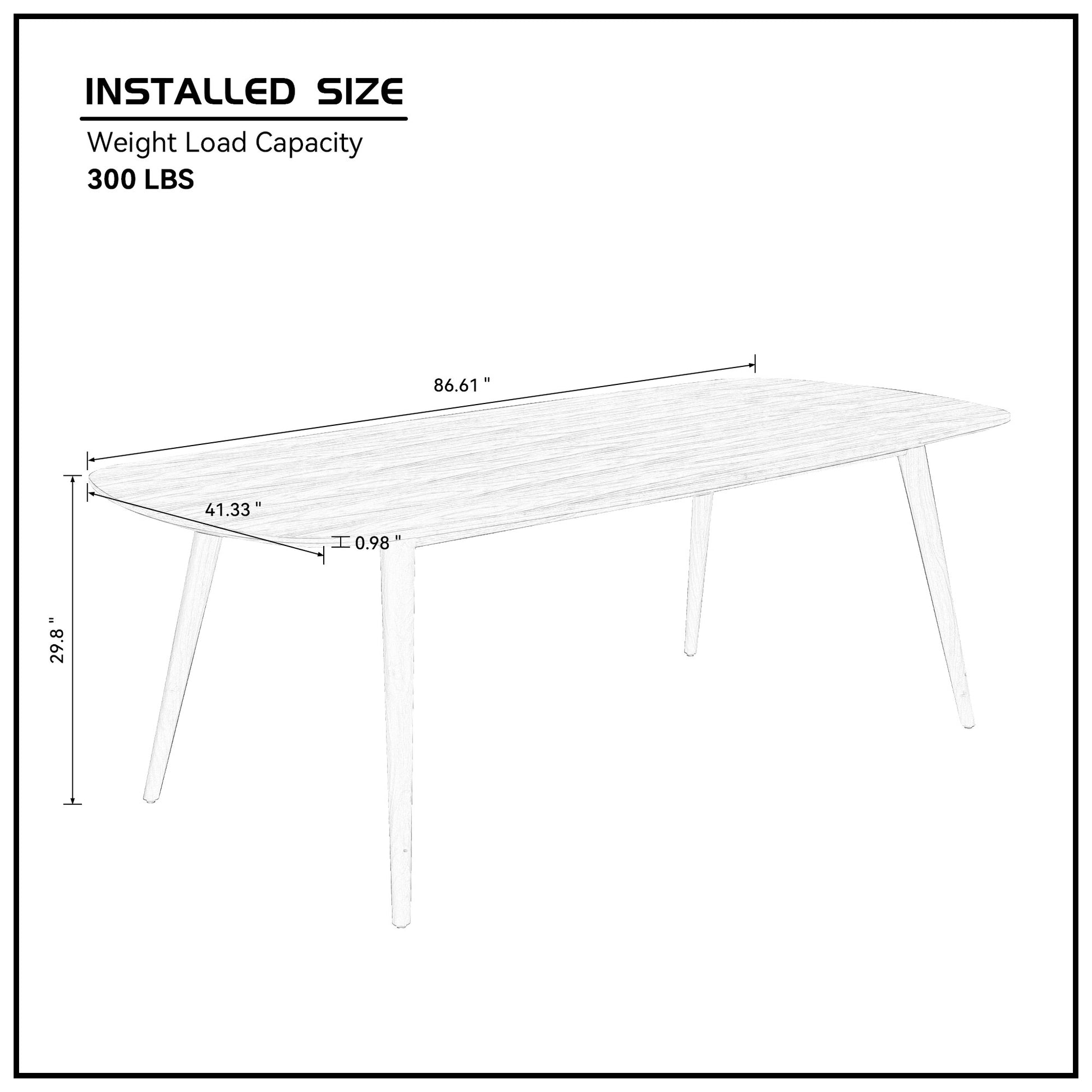 86.61Inch Modern Mid Century Dining Table Rectangular Table Walnut Color Walnut Foam Mdf