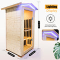 Single Person Spruce Far Infrared Sauna Hair Natural Wood Stainless Steel Glass