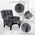 Vintage Armchair Sofa Comfortable Upholstered Leisure Chair Recliner Chair For Living Room Grey Check Golden Fabric