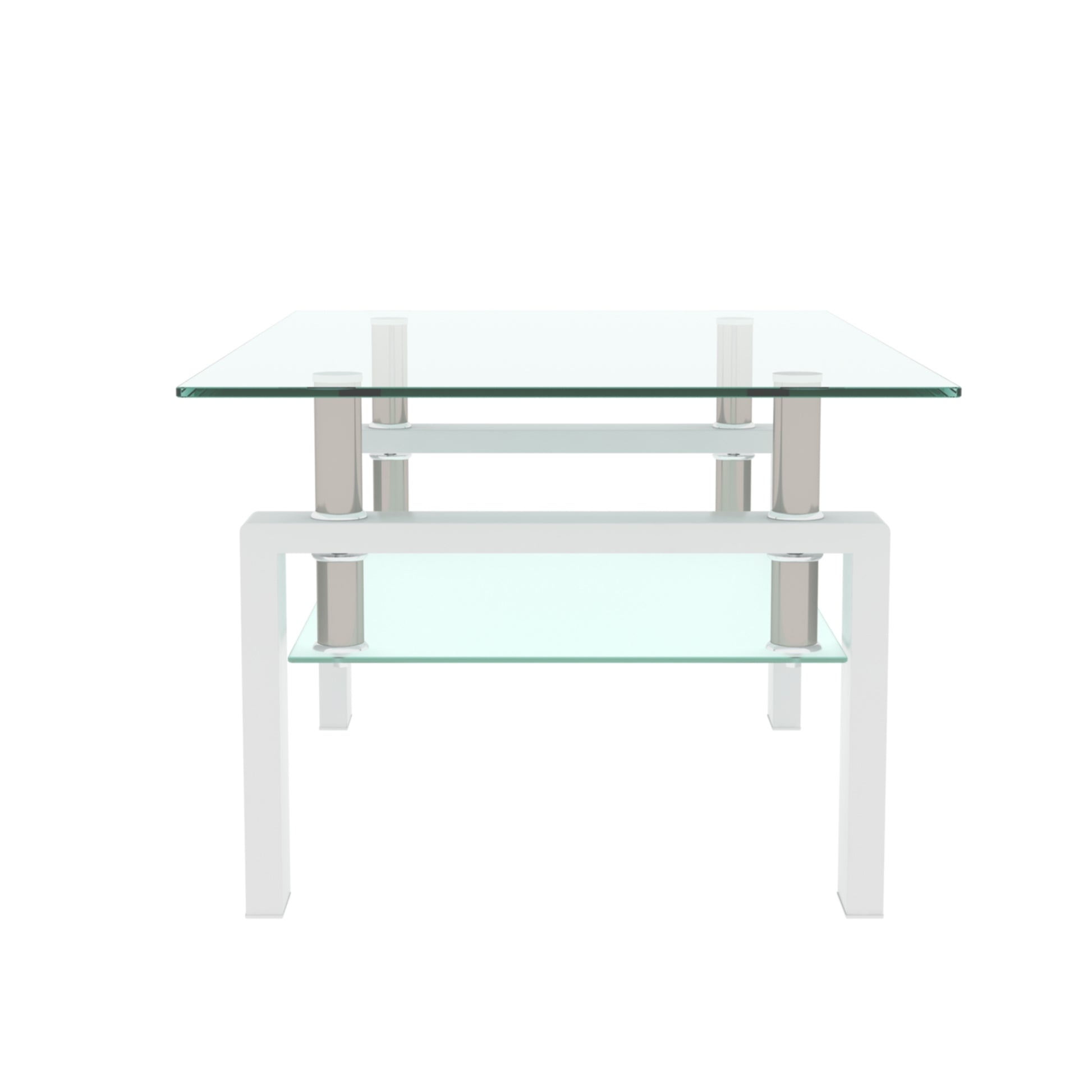 White Coffee Table, Clear Coffee Table, Modern Side Center Tables For Living Room, Living Room Furniture White Glass