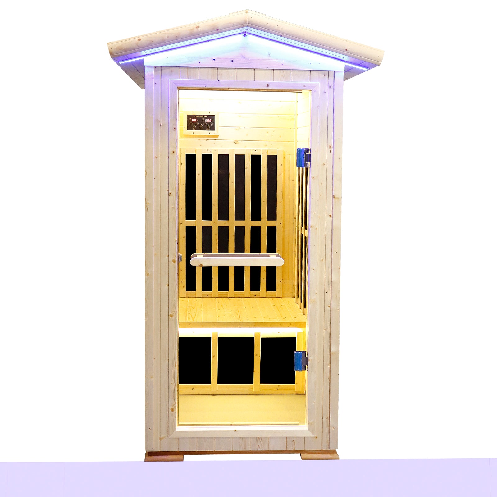 Single Person Spruce Far Infrared Sauna Hair Natural Wood Stainless Steel Glass