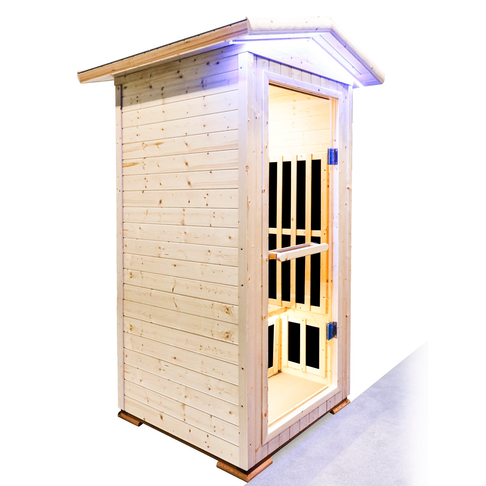 Single Person Spruce Far Infrared Sauna Hair Natural Wood Stainless Steel Glass