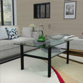 Transparent Glass Black Coffee Table, Modern Simple, Living Room Coffee Table, Side Center Table Black Glass