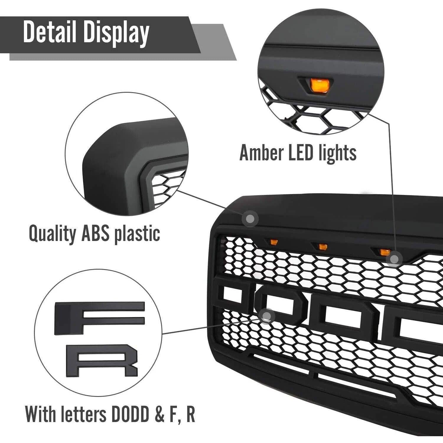 Grille For 2011 2012 2013 2014 2015 2016 Ford F250 matt black-abs-abs