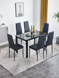 Dining Chair Set For 6 Black Pu