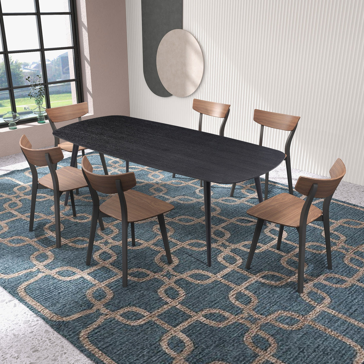 87 Inch Table 70.87Inch Rectangular Dining Table Black Oak Finished Ash Veneer Top 8